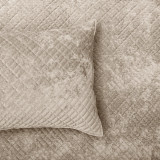 Archie Cross Stitch Velvet Coverlet Set - Nude