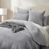 Archie Cross Stitch Velvet Coverlet Set - Silver Line
