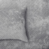 Archie Cross Stitch Velvet Coverlet Set - Silver Line