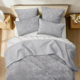 Archie Cross Stitch Velvet Coverlet Set - Silver Line