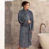 Channel Fleece Robe Steel by Bambury