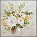 Bouquet Delight Canvas Brown Frame by Linen & More - 100x100cm