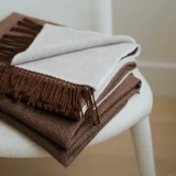 Harris Merino Lambswool Throw by Weave - Acorn