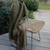 Harris Merino Lambswool Throw by Weave - Moss