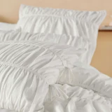 Close up of Layla Duvet Cover Set By Linen House - White