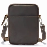 Spindle Dark Coffee Crazyhorse Leather Pouch by Nikau Design