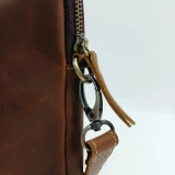 Spindle Dark Coffee Crazyhorse Leather Pouch by Nikau Design