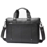 Walnut Black Leather Briefcase by Nikau Design