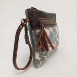 Jo Leather/Canvas Clutch by Backyard