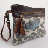 Jo Leather/Canvas Clutch by Backyard