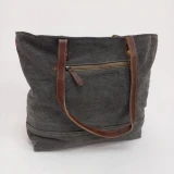 Kathleen Canvas/Leather Tote Bag Bag by Backyard