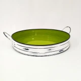 Round Tray White/Lime Enamel by Vanillaware