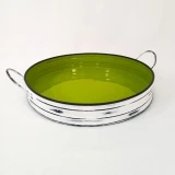 Round Tray White/Lime Enamel by Vanillaware