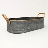Oval Galvanized Tray Bronze Handles by Vanillaware