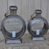 Iron Silver Lantern by Backyard - Large