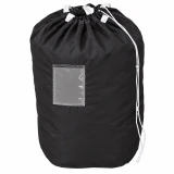 Black Large Commercial Laundry Bag with Clear Pocket by Good Linen Co