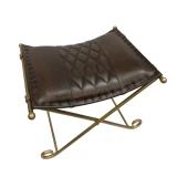 Logan Folding Stool - Gold/Stitched Leather by Backyard