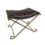 Logan Folding Stool - Gold/Stitched Leather by Backyard