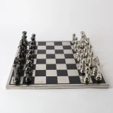 Steel/Black Nickel XL Chess Set by Le Forge - 45x14cm