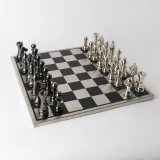Steel/Black Nickel XL Chess Set by Le Forge - 45x14cm