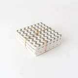 Set of 4 Charcoal/Ivory Coaster Style3 by Le Forge