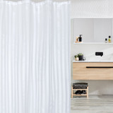 Commercial White Self Striped Shower Curtain (120 x 180cm)