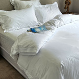 White 400 Thread Count 100% Cotton Sateen Luxury Duvet Cover Set by Good Linen Co