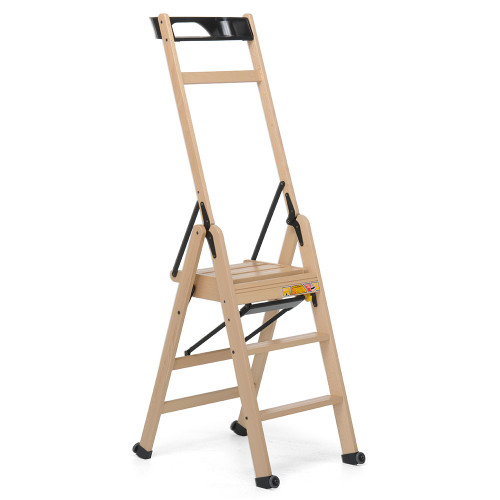 Lascala 3 Step Wood Ladder Natural by Foppapedretti