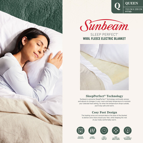 Sleep Perfect Wool Fleece Electric Blanket by Sunbeam (BLW56)