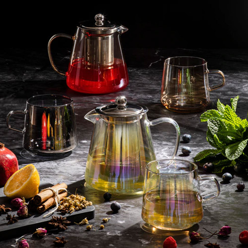 Oaklyn Glass Teapot and 2 Mug Set by Tempa