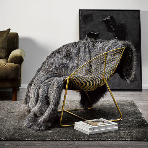 Dark Pheasant Faux Fur Throw by Heirloom