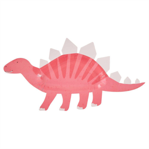 Pink dinosaur cake party plates