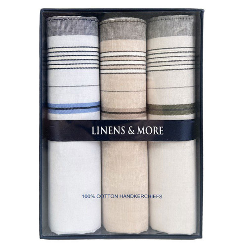 Pin Stripe Handkerchiefs (Pack of 3) by Linens and More