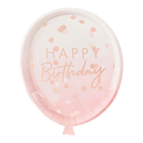 Mix It Up Rose Gold Foiled Confetti Balloon Shaped Plates