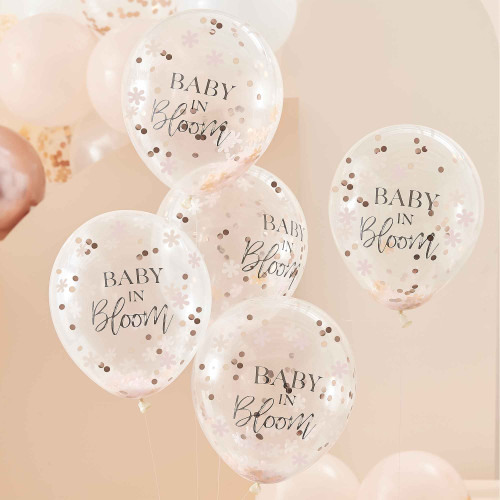 Baby In Bloom Flowers Latex Balloons & Confetti