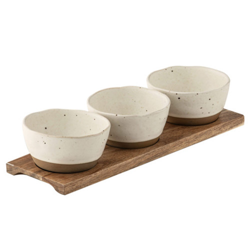 Terra Ecru 4 Piece Bowl and Tray Set by Ladelle