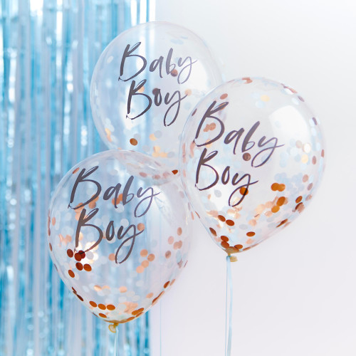 Twinkle Twinkle Confetti Balloons Baby Boy Blue