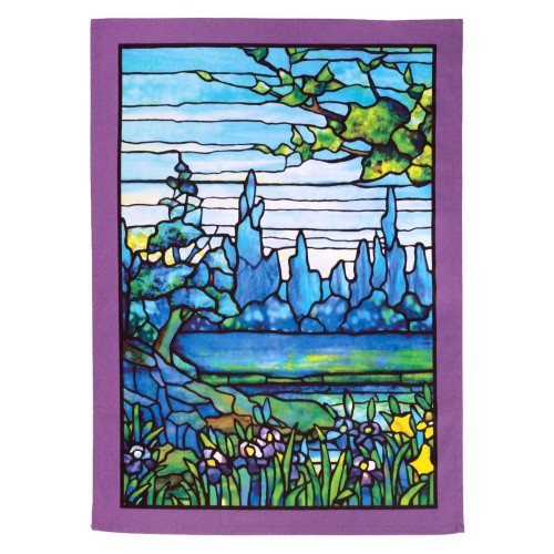 Tiffany Iris Landscape Tea Towel by Modgy