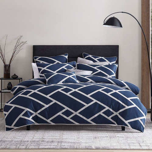 Kennedy Navy Duvet Cover Set by Private Collection