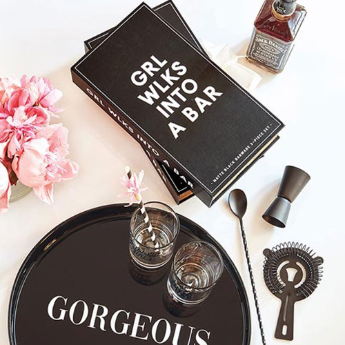 Matte Black Barware - Cardboard Book Set by Santa Barbara Design Studio