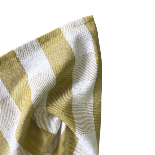 Basketweave Plaid Antique Gold Tea Towel by Linens and More