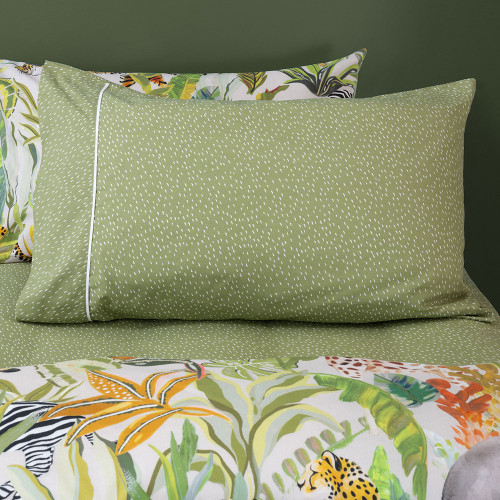 Zuri Chive Fitted Sheet and Pillowcase Set by Squiggles