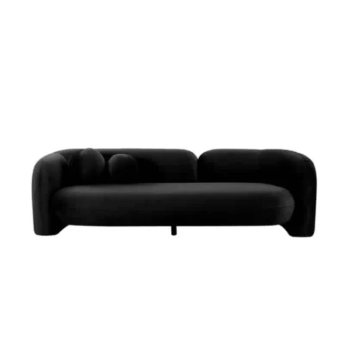 Seattle 3 Seat Sofa by Le Forge - Black Velvet