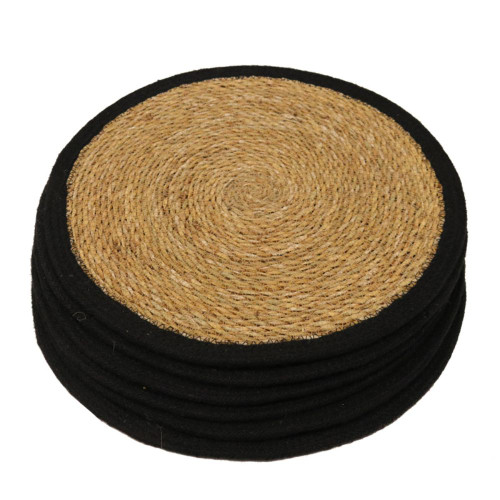 Round Seagrass and Jute Place Mat by Le Forge - Black