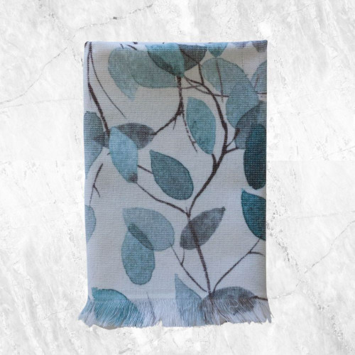 Blue Leaves Kitchen Towel by Baksana