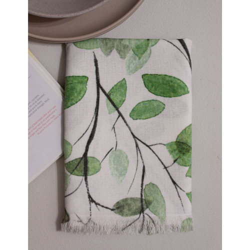 Green Leaves Kitchen Towel by Baksana