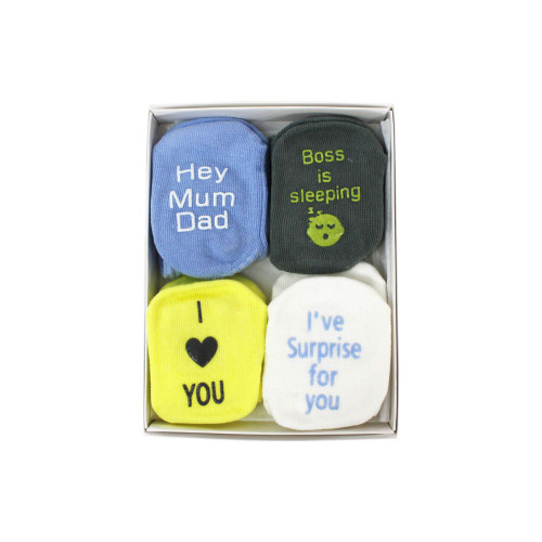Quotes Baby Socks - Multi Box Blue - 4 pairs by outta SOCKS