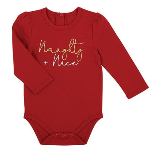 Naughty and Nice Long-Sleeve Snapshirt (6-12 months) by Stephan Baby
