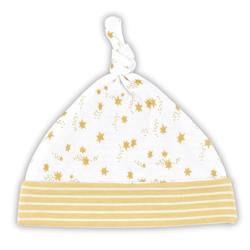 Gold Star Stripe Knit Hat (0-6 months) by Stephan Baby