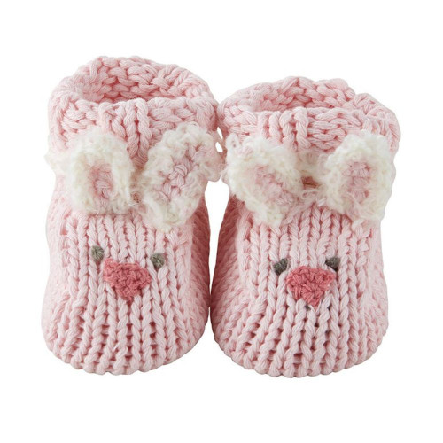 Pink Bunnie Newborn Knit Booties by Stephan Baby